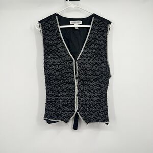 Pure Silk Black Heavily Beaded Dressy Vest Button Fairygoth Gothic Fairy Plus 2X